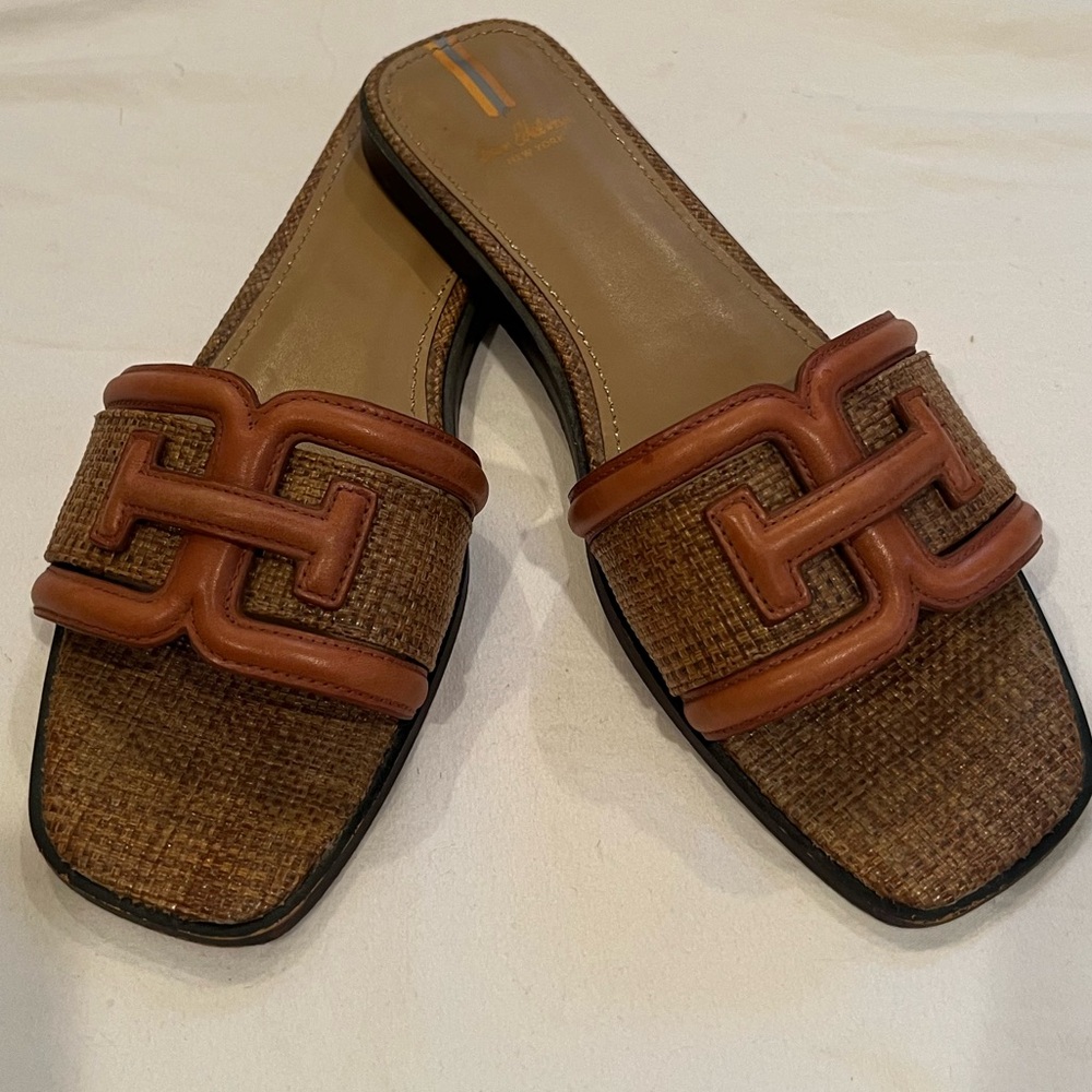 Brown Woven Slide Sandals